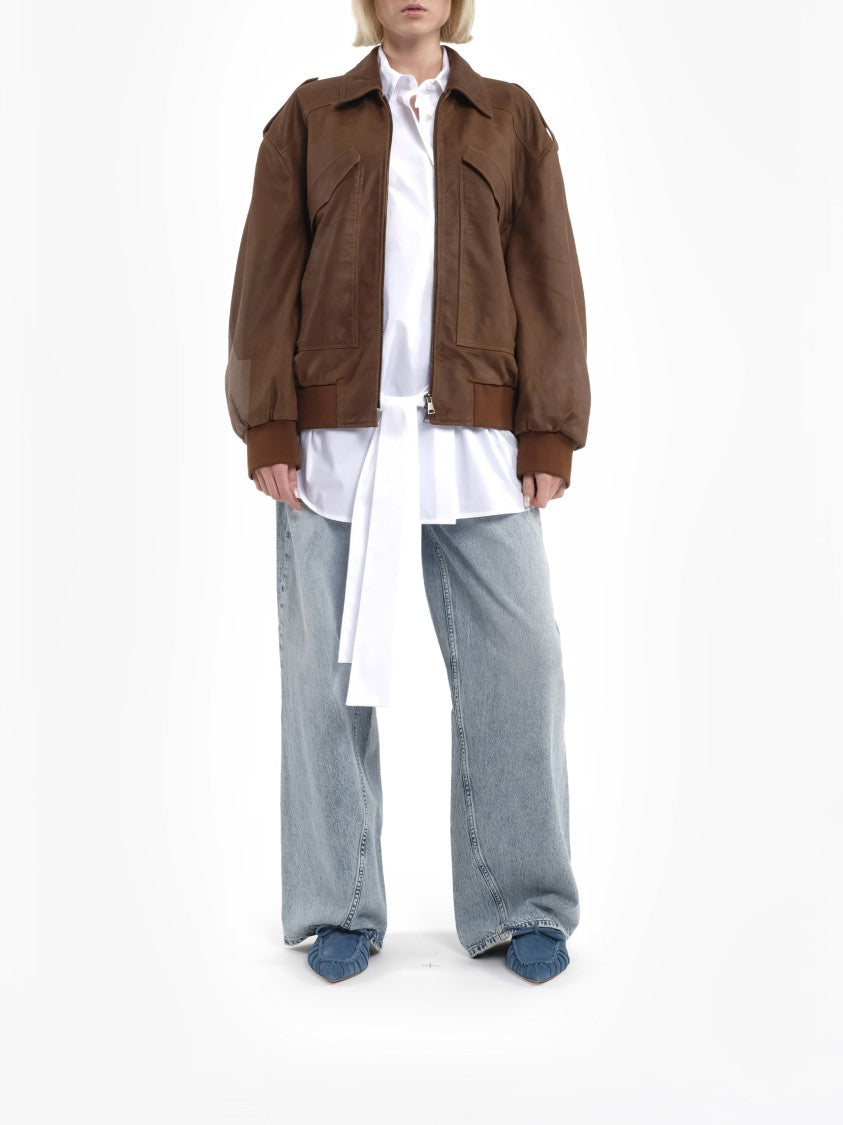 Tela Brown New Blossom Boxy Fabric Jacket