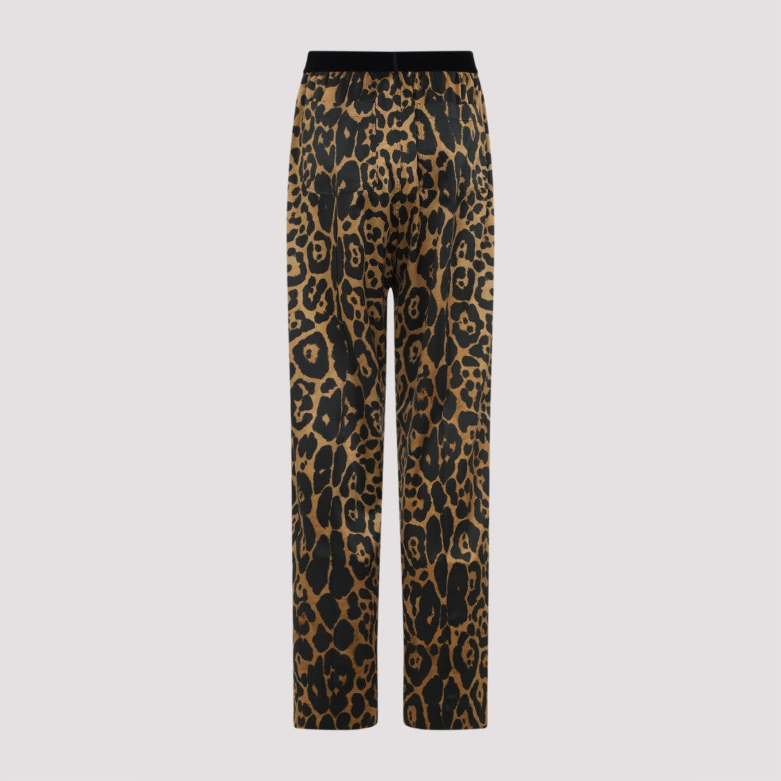 Tom Ford Camel Silk Blend Leopard Print Trousers