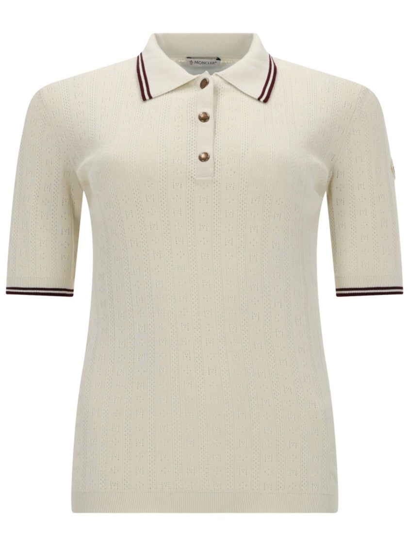 Moncler Textured Pattern Short-Sleeve Knit Polo Shirt