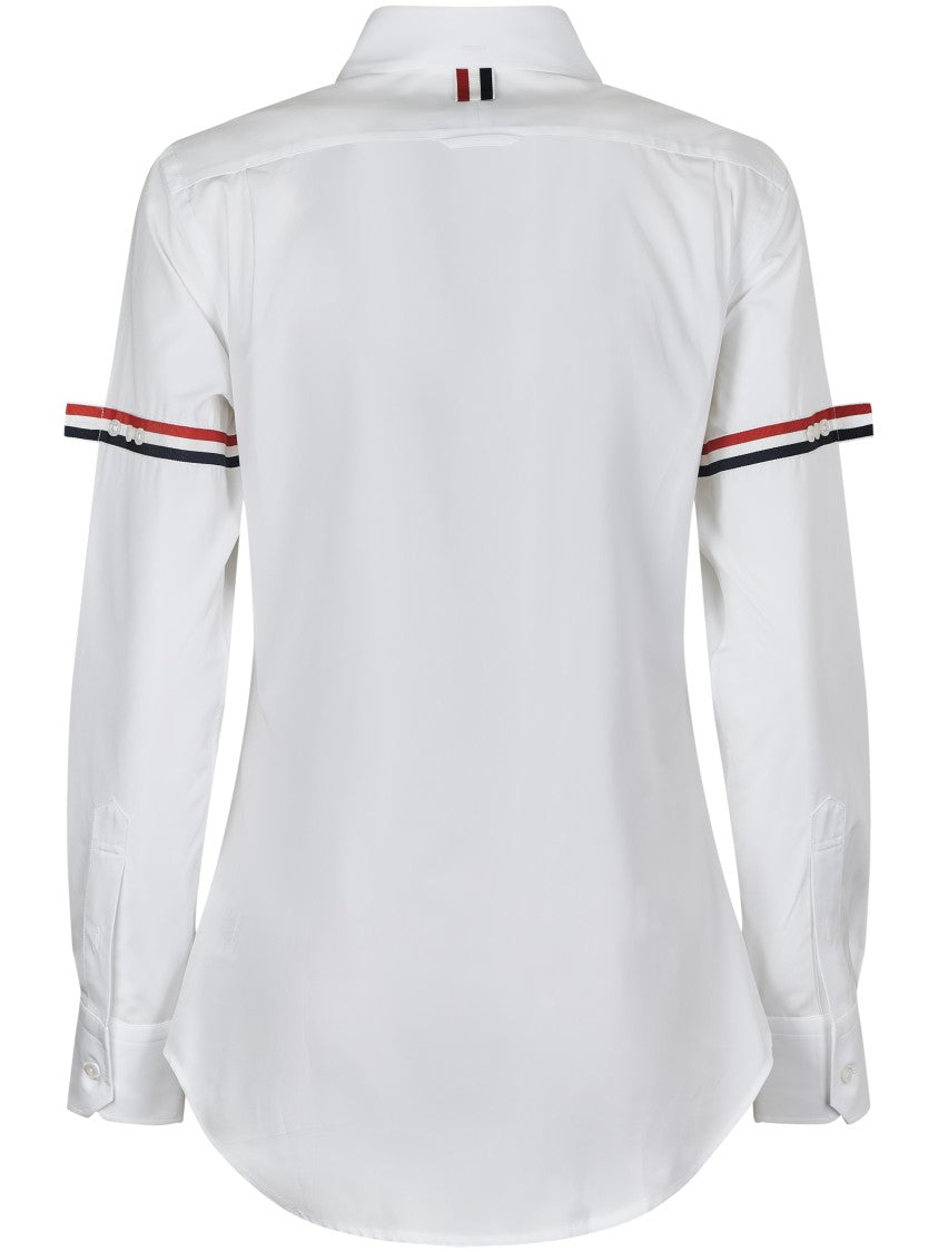 Thom Browne Classic Round Collar Shirt W/ Rwb Grosgrain Armbands
