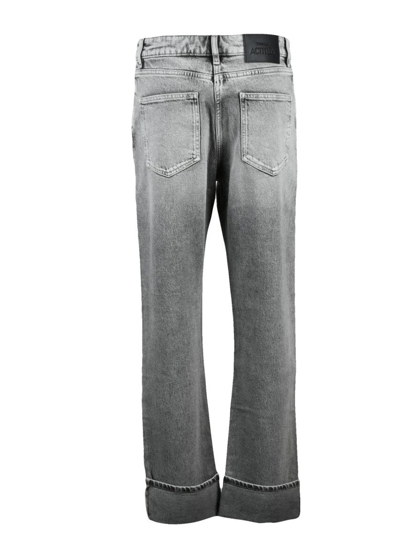 Twinset Actitude Grey Cotton-Blend Straight-Leg Jeans