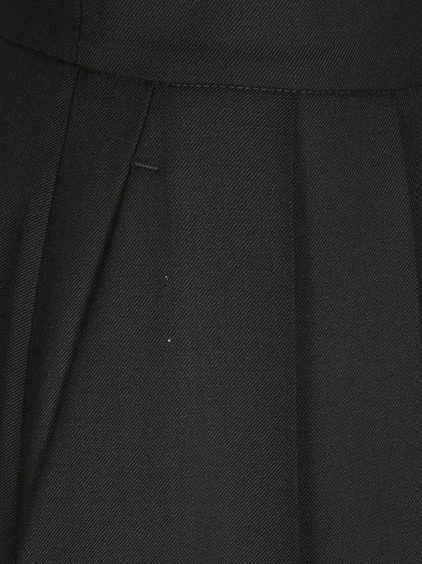 Parosh Black Pleated Midi Skirt