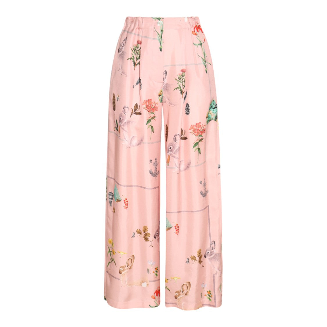 Lanvin Wide-Leg Trousers With Whimsical Animal And Floral Print