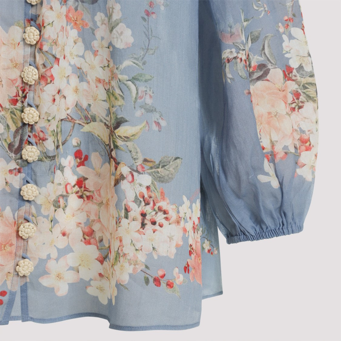Zimmermann Cascadian Billow Light Blue Ramie Blouse