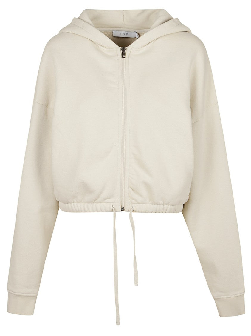 Iro Cropped Zip-Up Sweatshirt With Hood And Ribbed Details