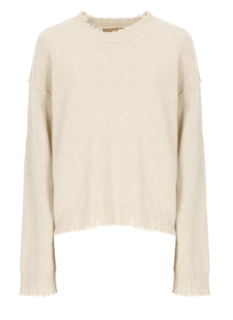 Uma Wang Beige Cashmere Sweater With Ribbed Detailing