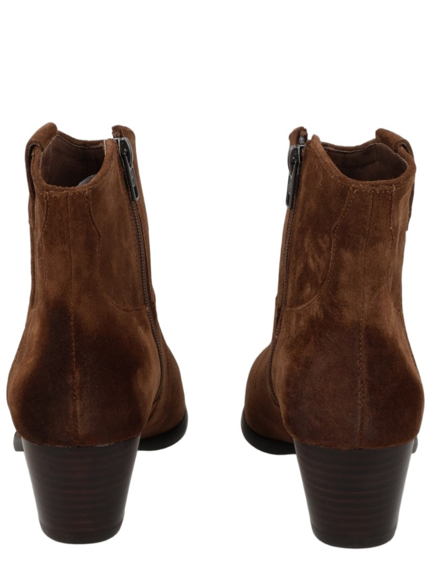 Ash Rich Suede Pointed Toe Stacked Heel Boots