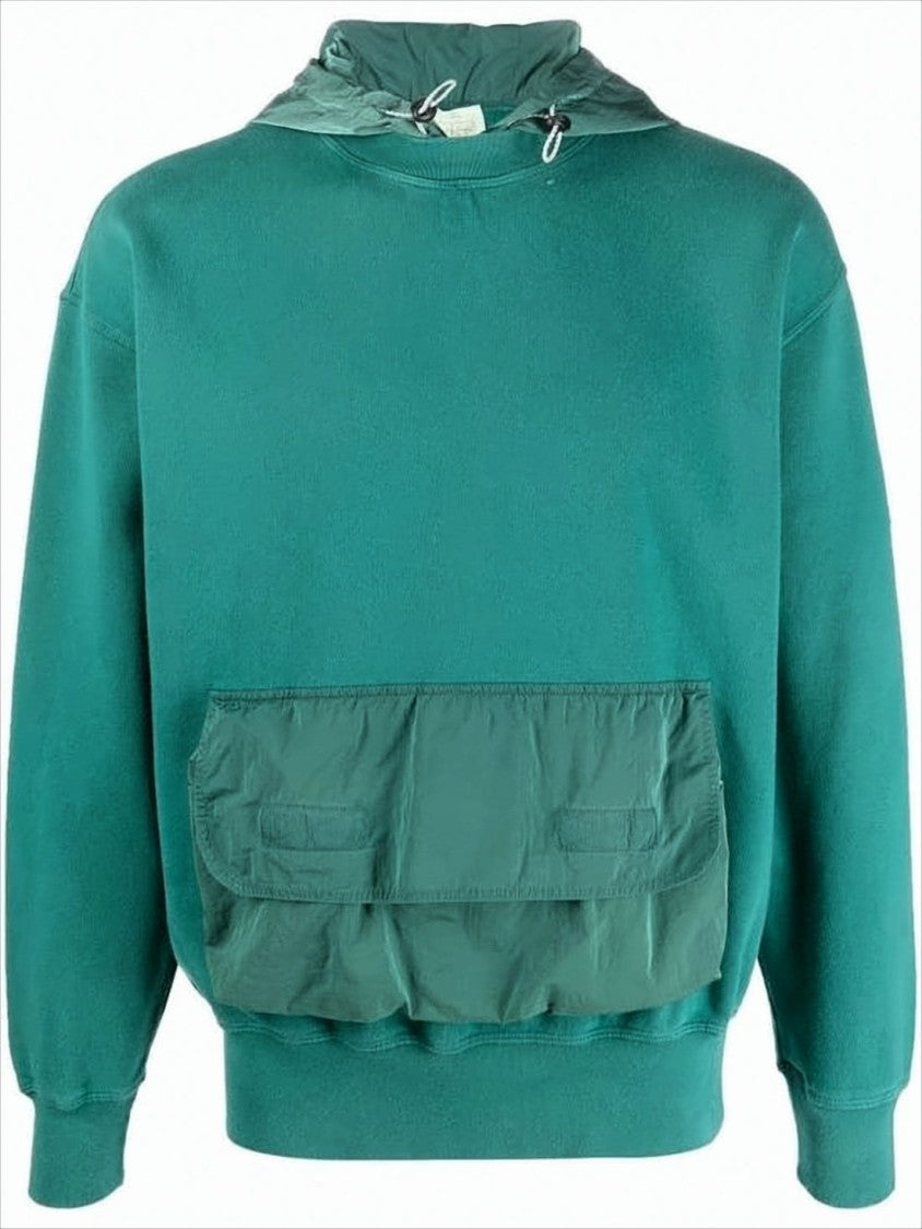 Aries Arise Relaxed-Fit Teal Hoodie With Oversized Pockets