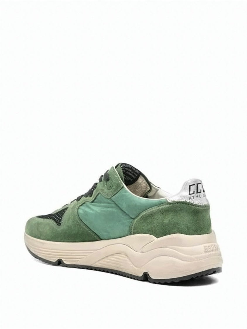 Golden Goose Green Suede And Nylon Sneakers