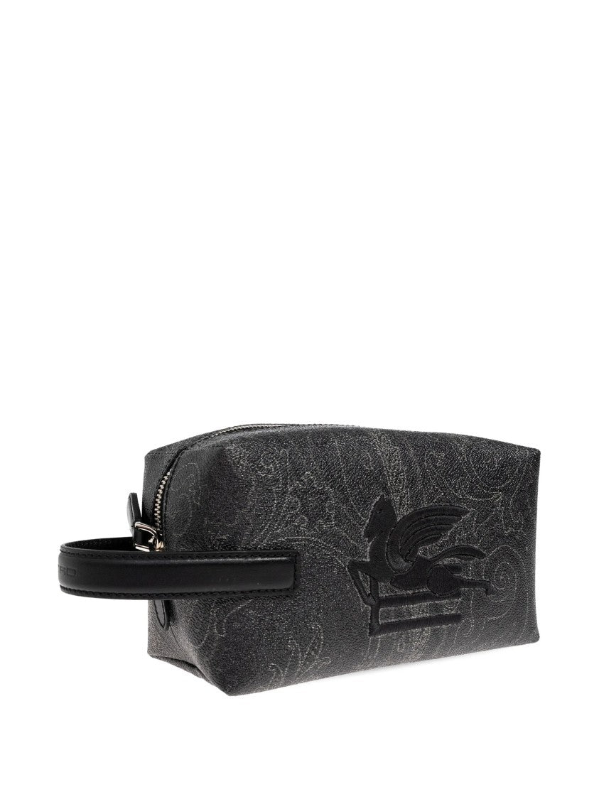 Etro Rectangular Black Paisley 19,5X10x8 Wristlet Pouch