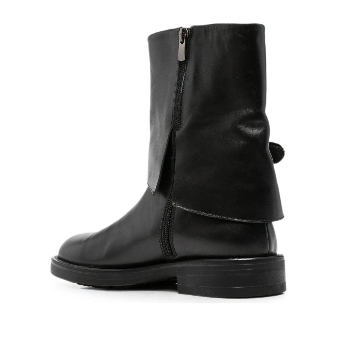 Sergio Moretti Black Leather Folded Cuff Boots