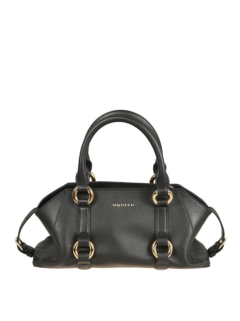 Alexander Mcqueen Elongated Black Full-Grain Calfskin Farringdon Bag