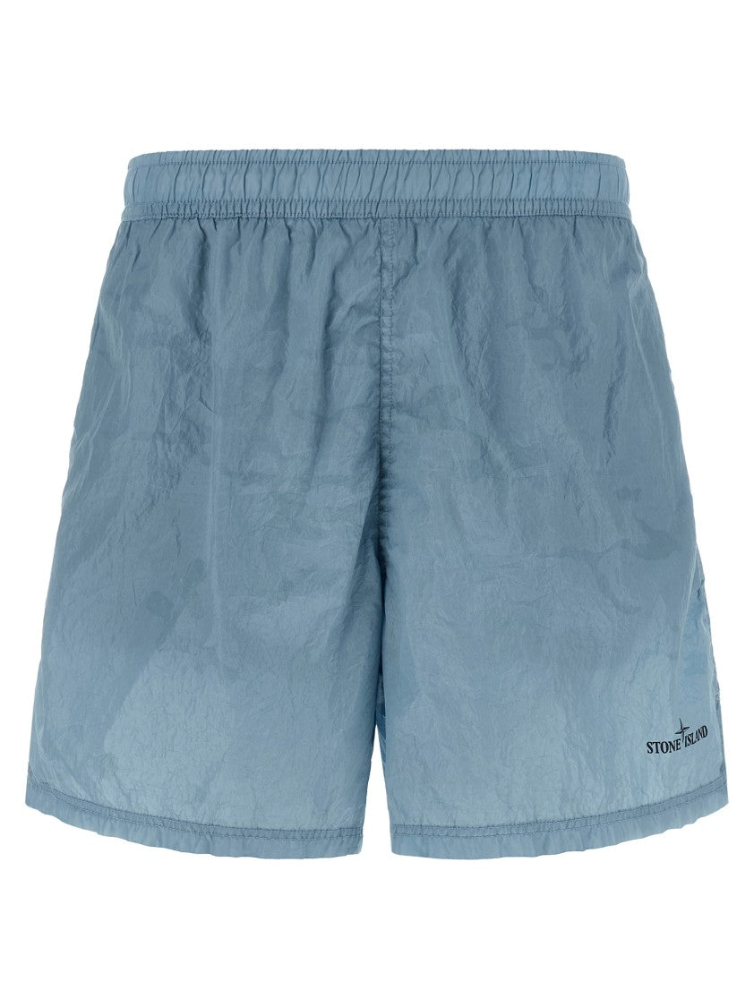 Stone Island Logo-Print Swim Shorts With Elastic Drawstring Waist And Mesh Briefs