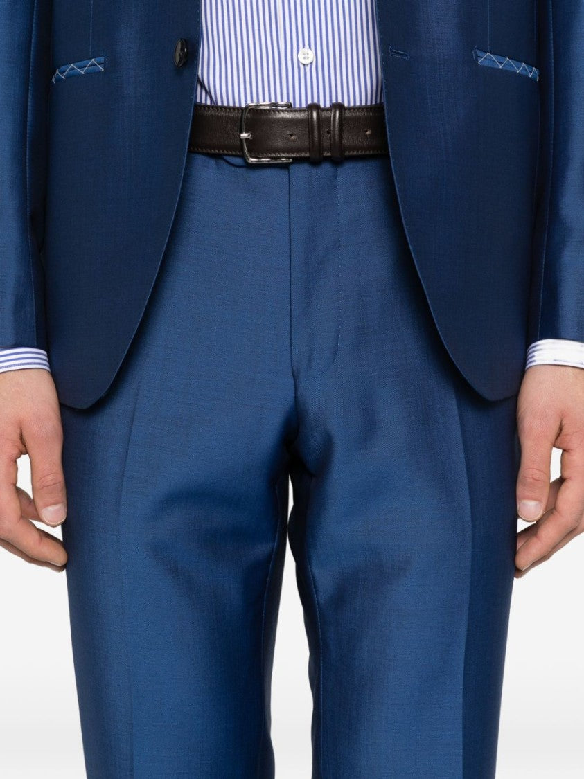 Luigi Bianchi Blue Zigzag Detail Tailored Suit