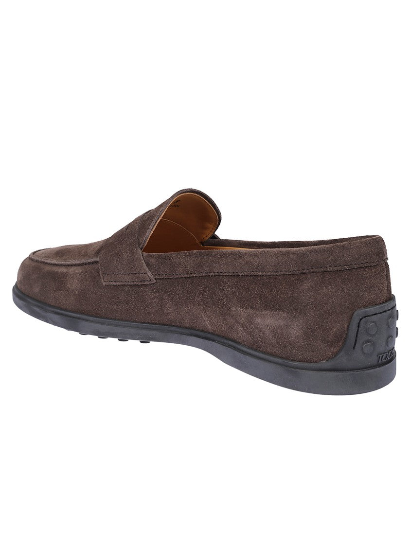 Tod's Dark Brown Suede Moccasin With Rubber Sole