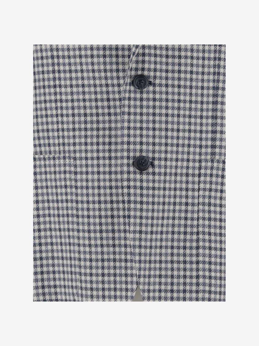 Tagliatore Linen Blend Single-Breasted Jacket With Check Pattern