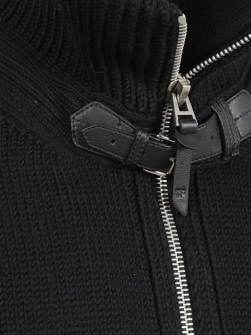 Tom Ford Black Wool Cardigan With High Collar