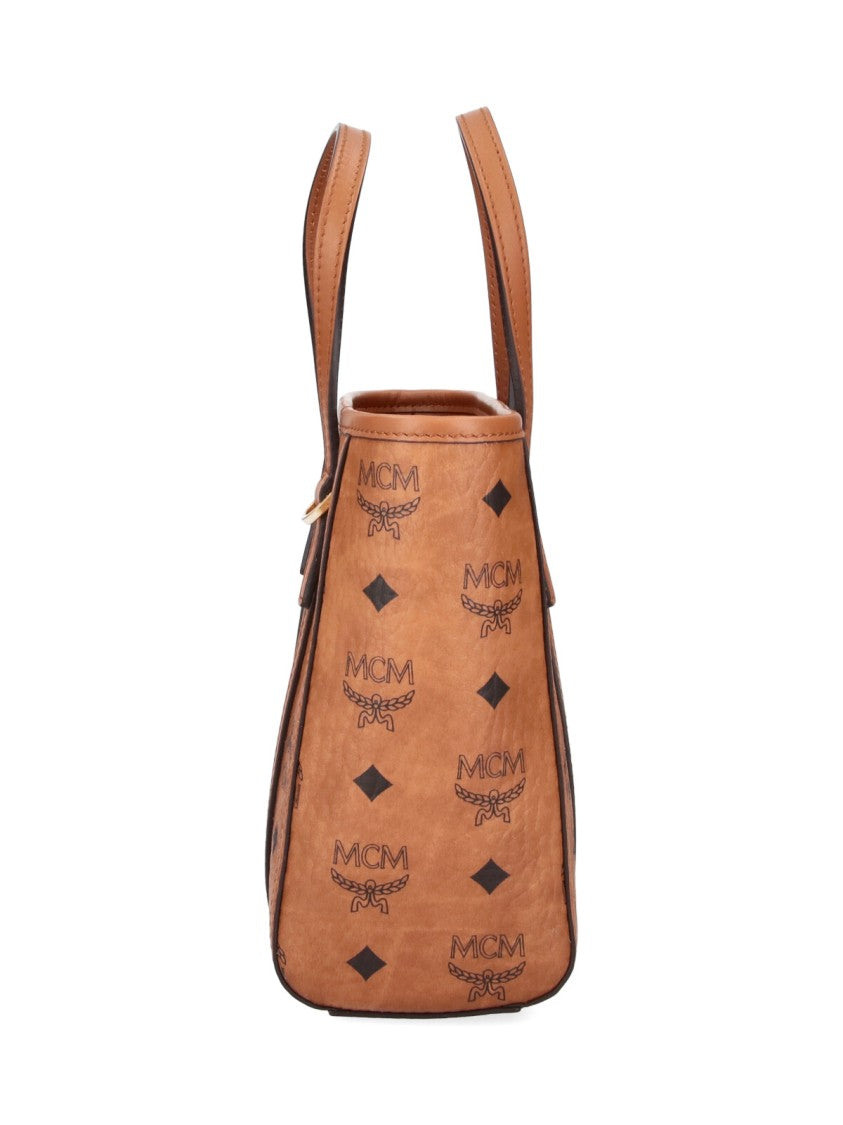 Mcm Brown Toni Mini Visetos Fabric Tote Bag