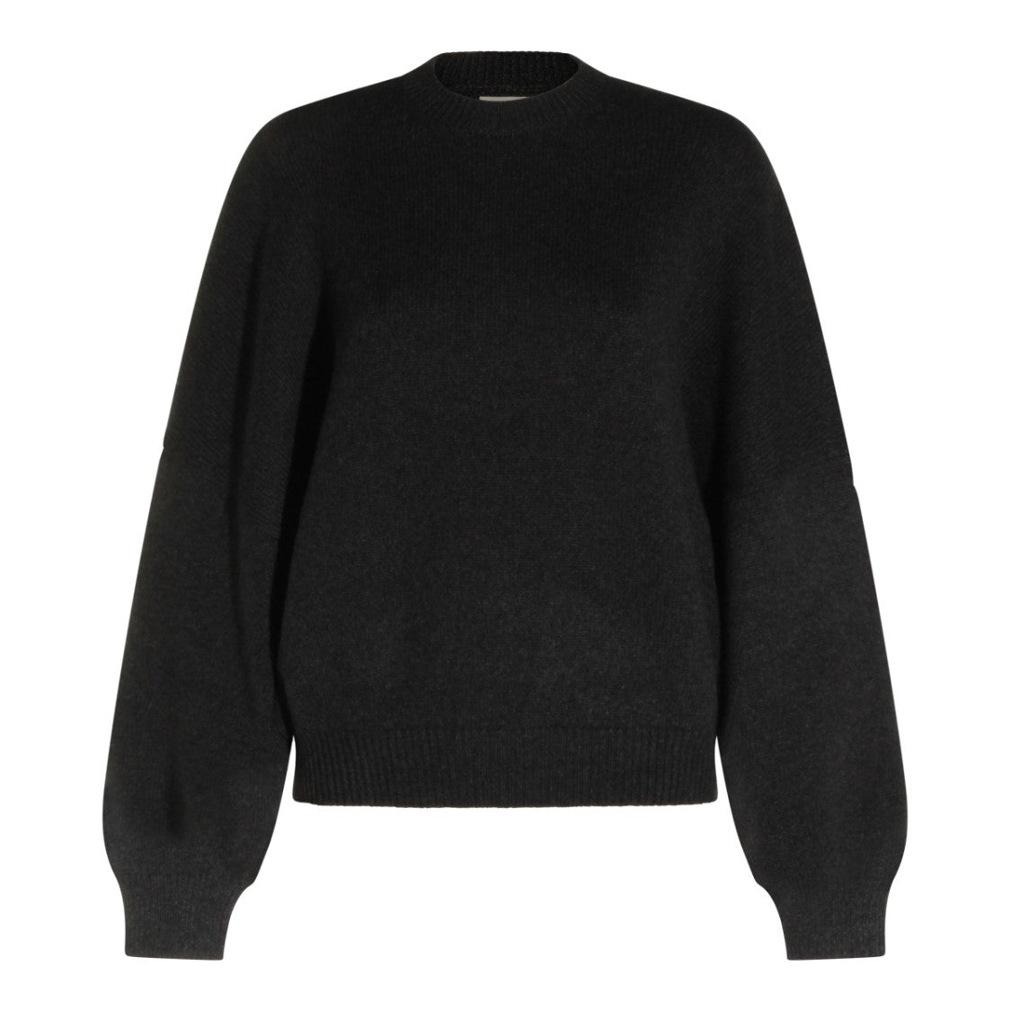 Khaite Dark Grey Cashmere Knit Sweater With Ribbed Details
