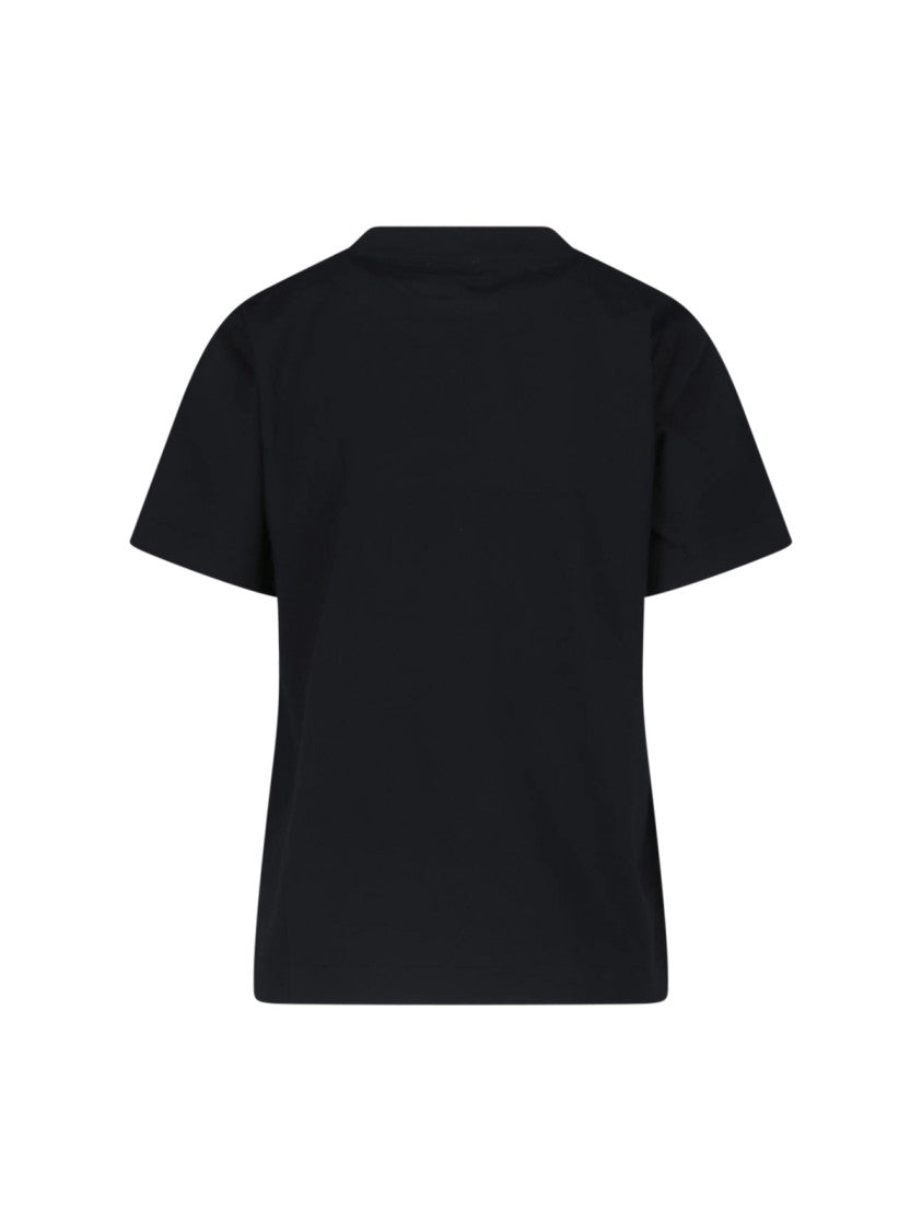 Burberry Short-Sleeved Black T-Shirt With Checkered Emblem