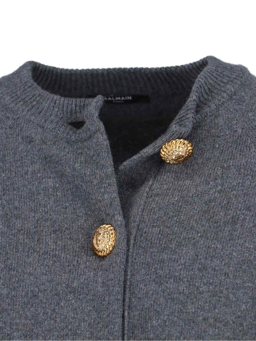 Balmain Cashmere Blend Cardigan – Grey
