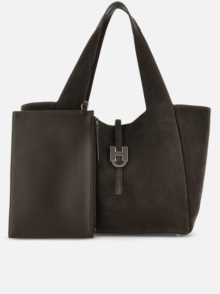 Hogan Brown Premium Soft Suede Tote Bag