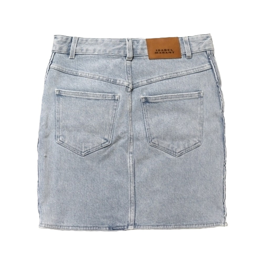 Isabel Marant Light Washed Denim Mini Skirt With Vertical Stitching