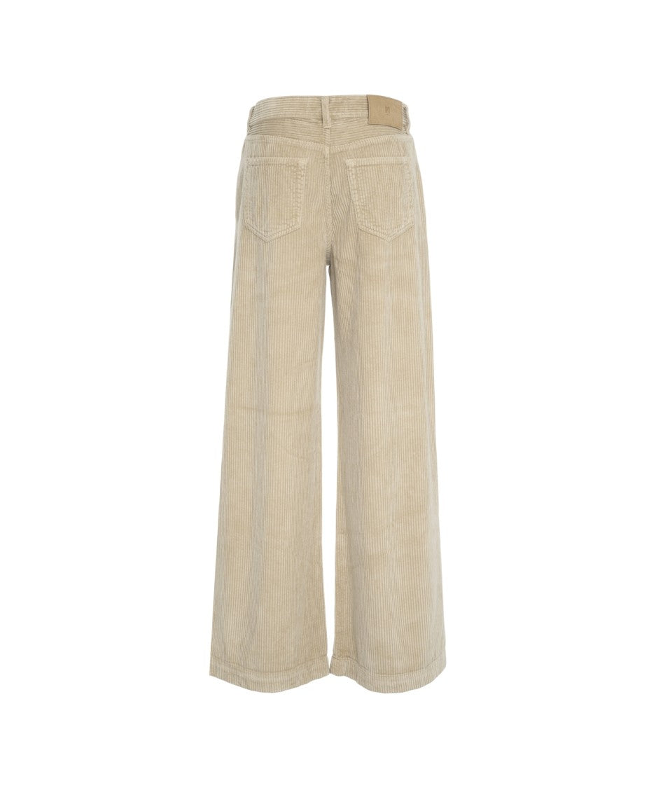 Pt Torino Wide-Leg Corduroy Trousers With Mid-Rise Waist And Ribbed Texture