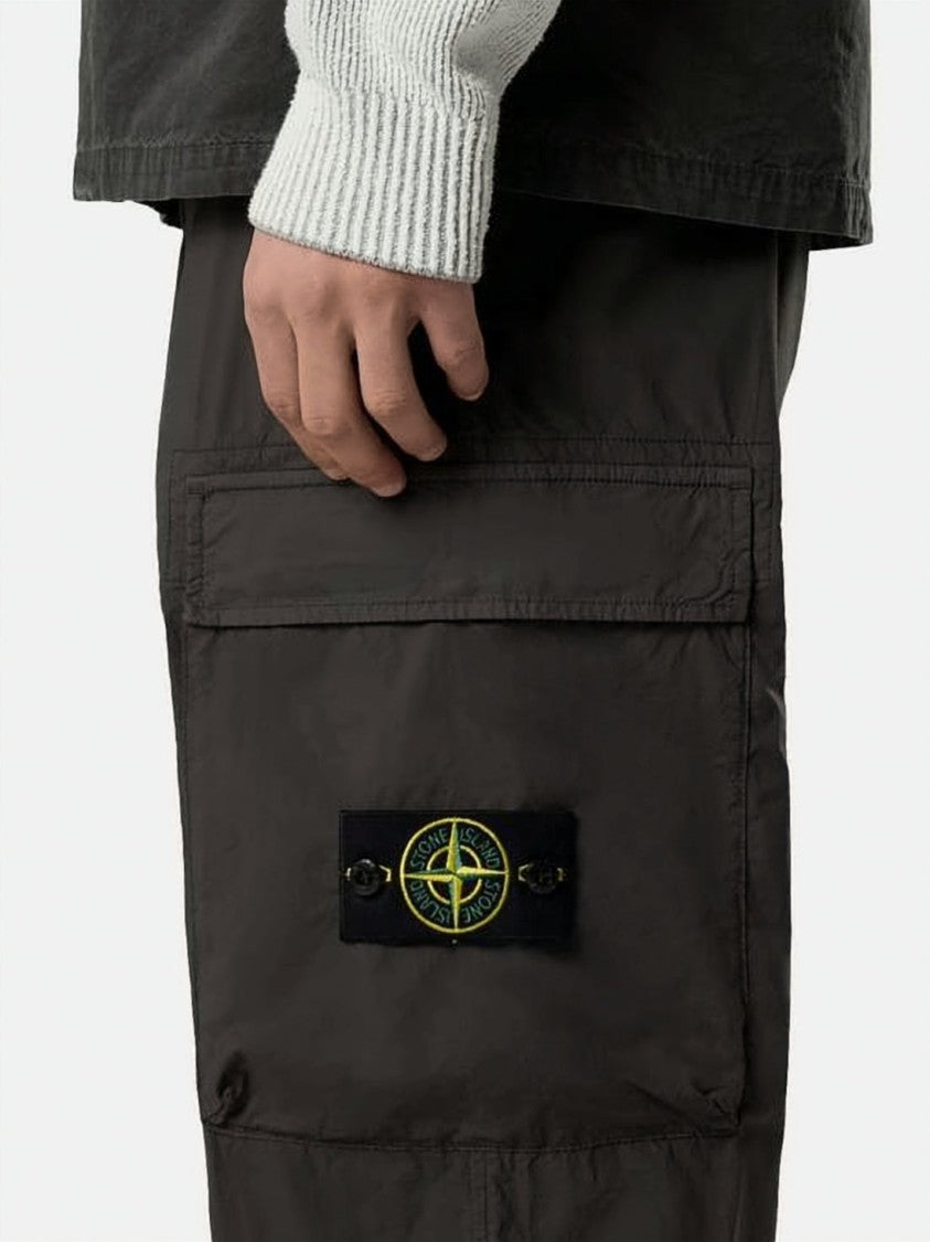 Stone Island Utilitarian Black Straight Pants With Cargo Pockets