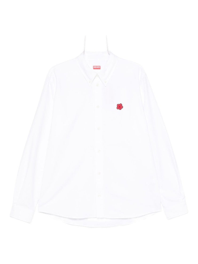 Kenzo White Button-Up Shirt With Embroidered Detail