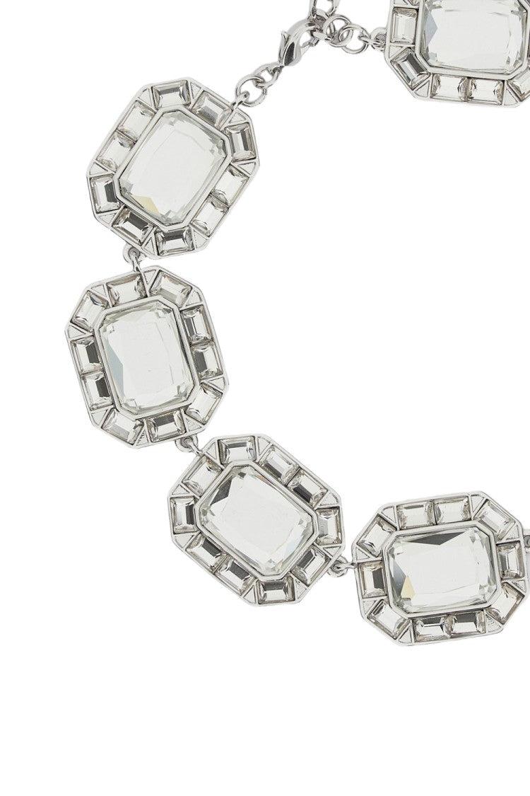 Self-Portrait Silver Maxi Crystal Choker Necklace