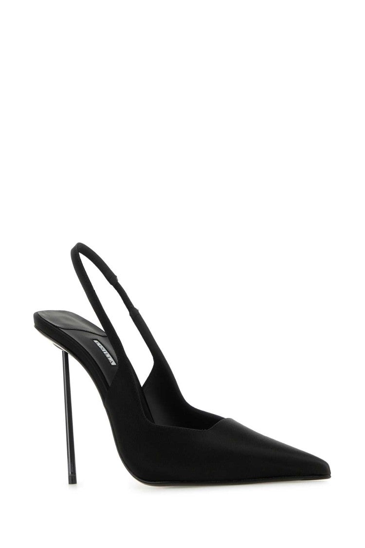 Le Silla Black Satin Chanel Amelia Pumps