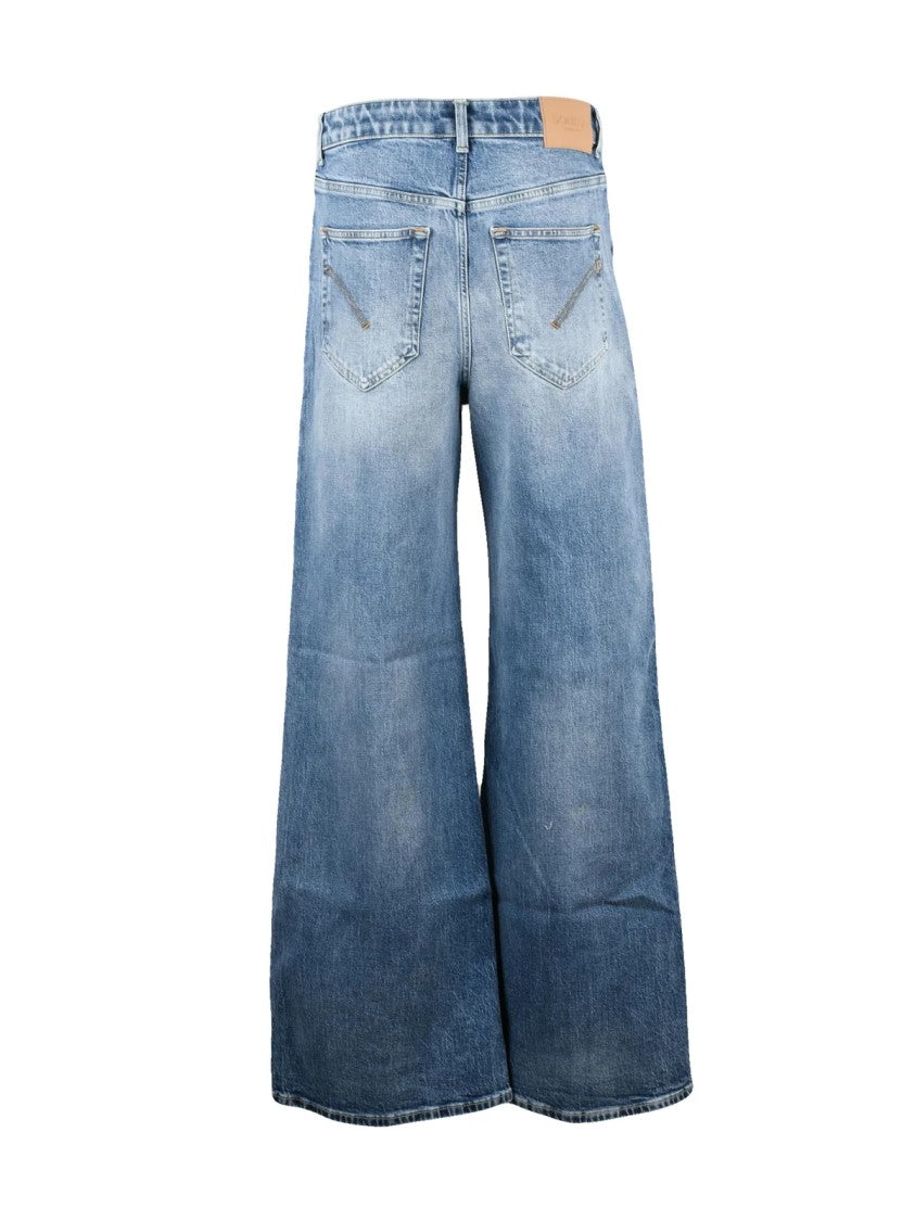 Dondup Beatrix Wide Leg Jeans With Faded Denim Wash