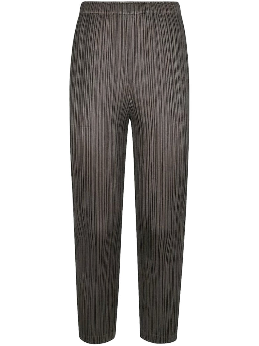 Pleats Please Pleated Design Cropped Suit Pants With Elastic Waistband