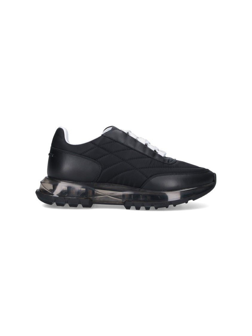 Givenchy Quilted Black Sneakers With Translucent Sole And Contrasting Laces