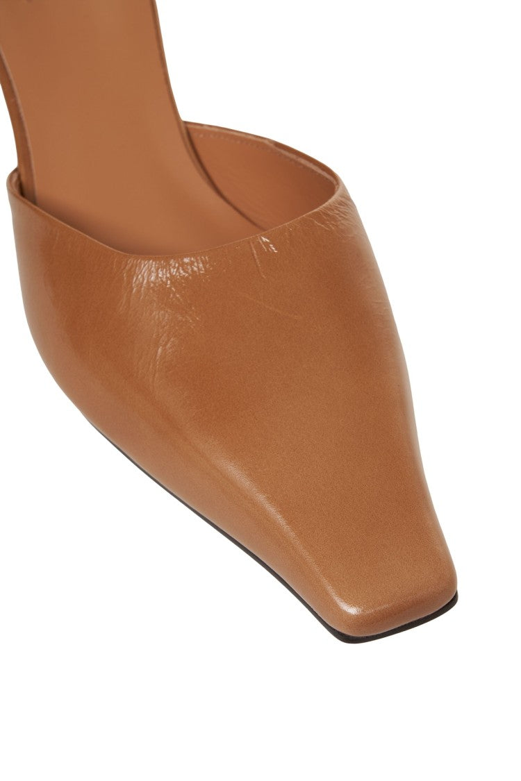 Billi Bi Polished Leather Sabots With Square Toe