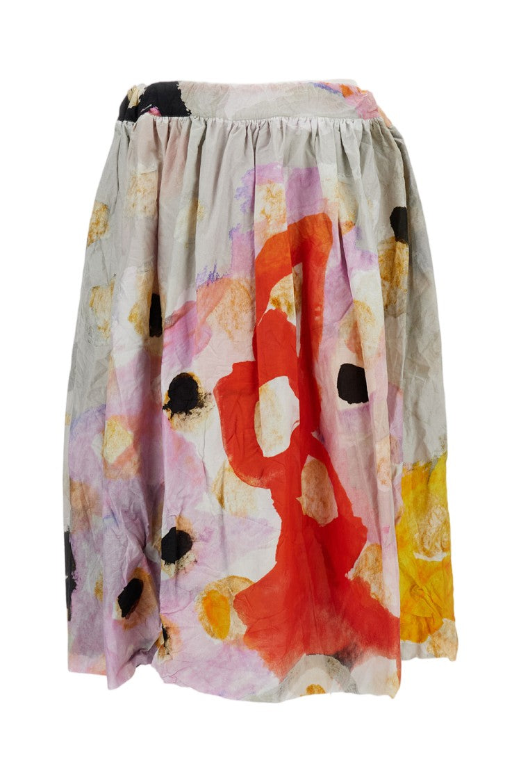Daniela Gregis Cotton Balloon Skirt With Abstract Multicolor Print