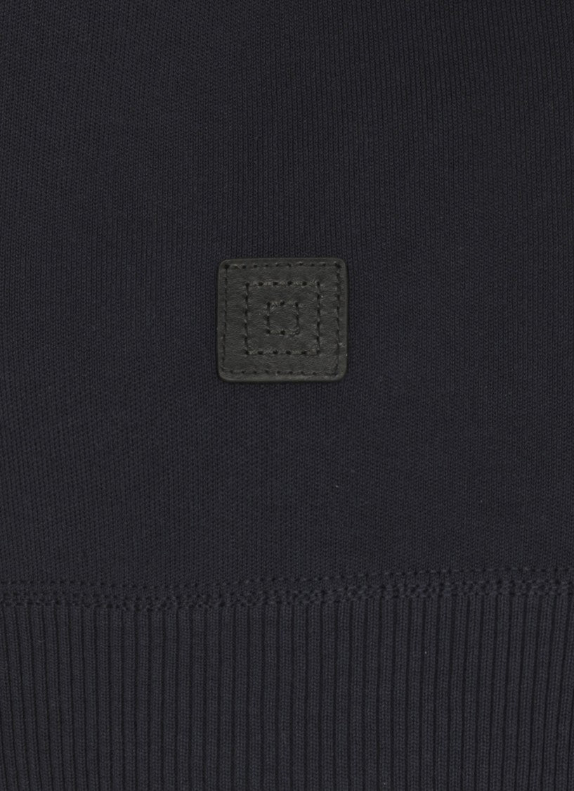Lanvin Navy Blue Cotton Knit Top