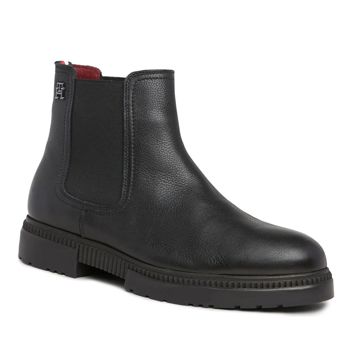 Tommy Hilfiger Black Smooth Leather Slip-On Boots