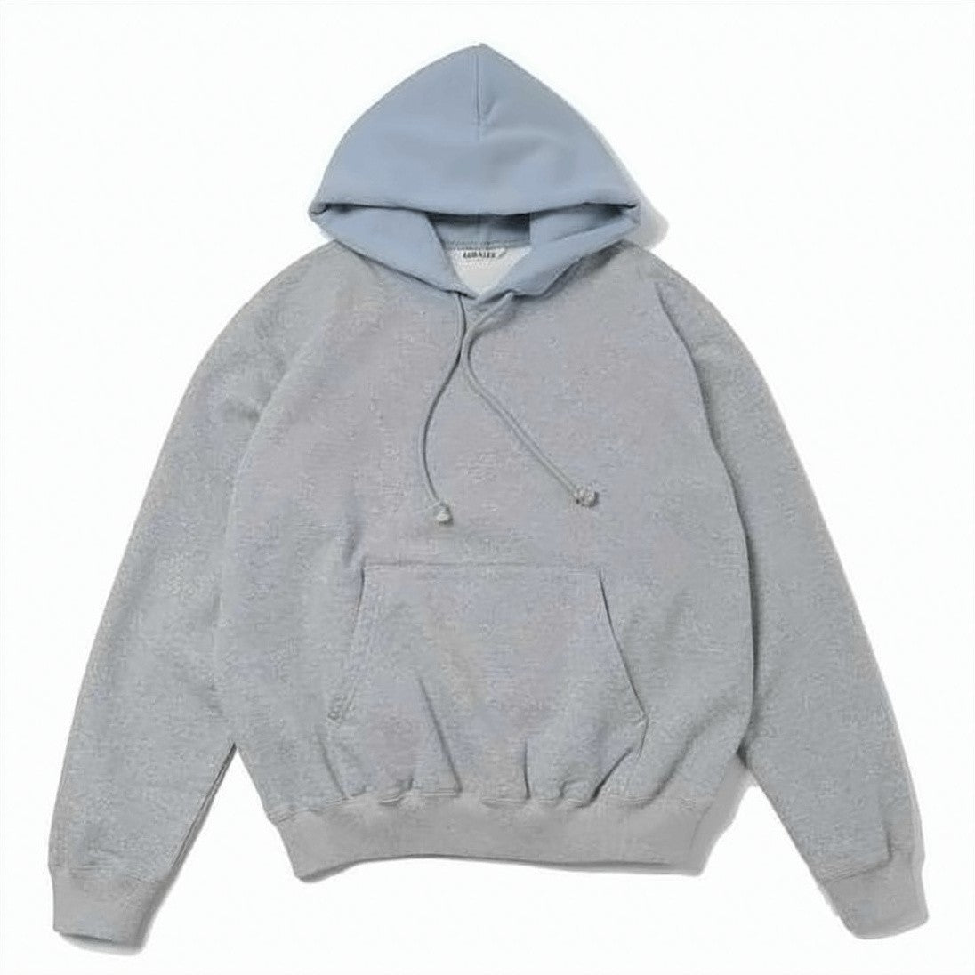 Auralee Light Grey Hoodie With Contrasting Light Blue Hood
