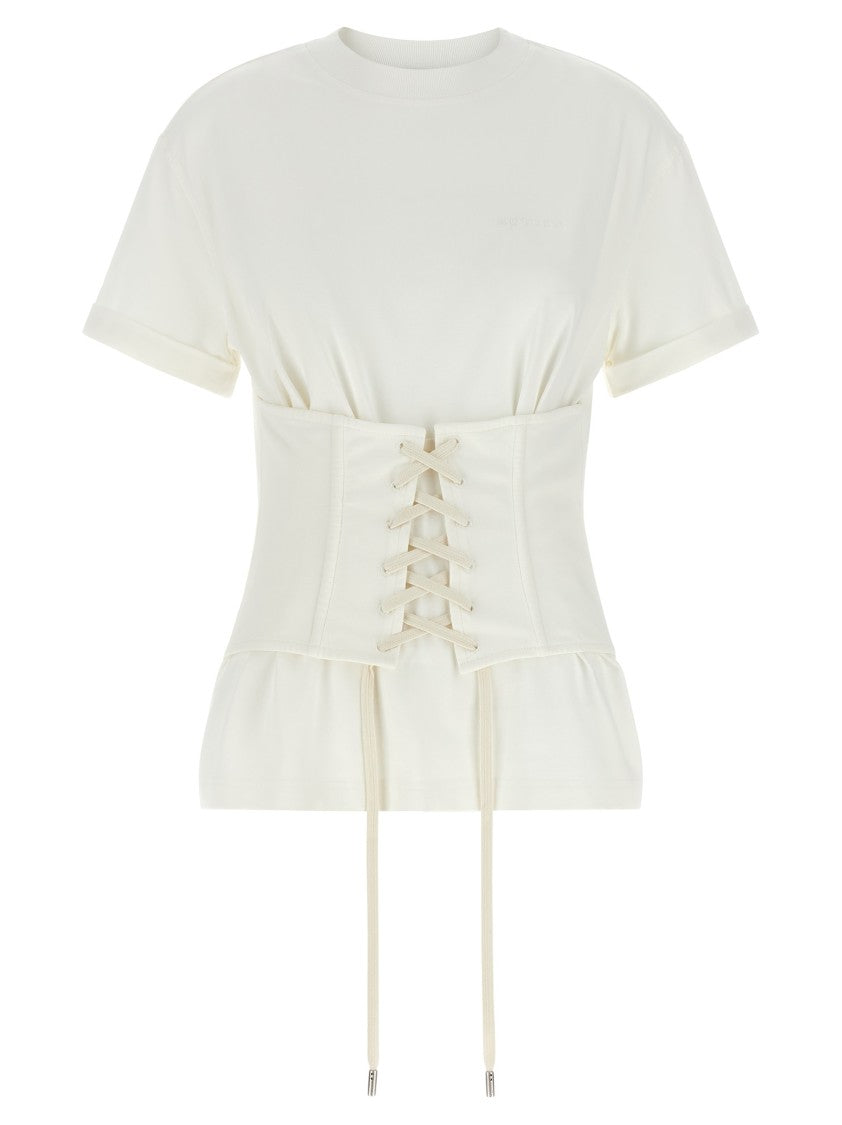Mcqueen Corset-Style Cotton Jersey T-Shirt With Versatile Lacing