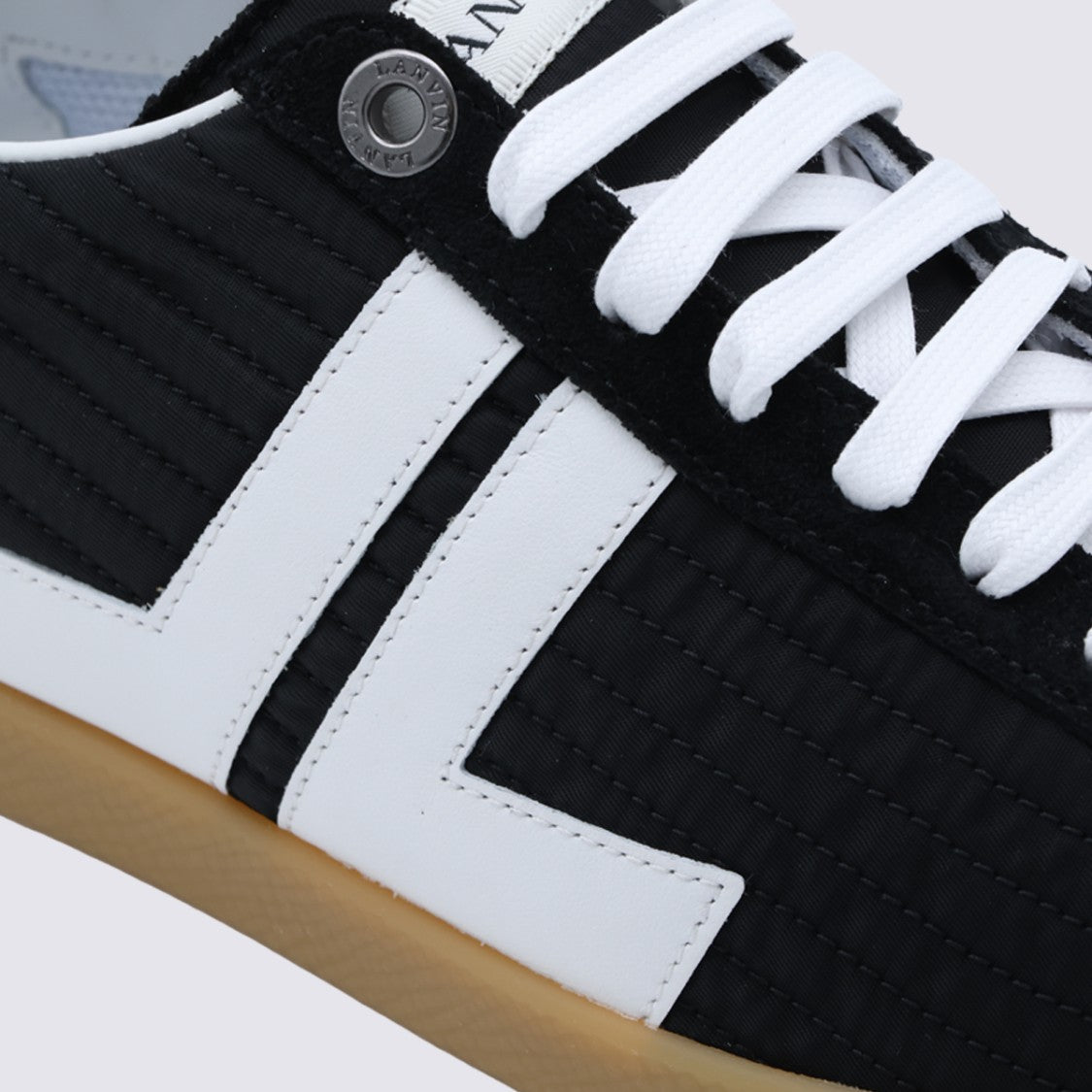 Lanvin Quilted Black Sneakers With Leather Logo Accents