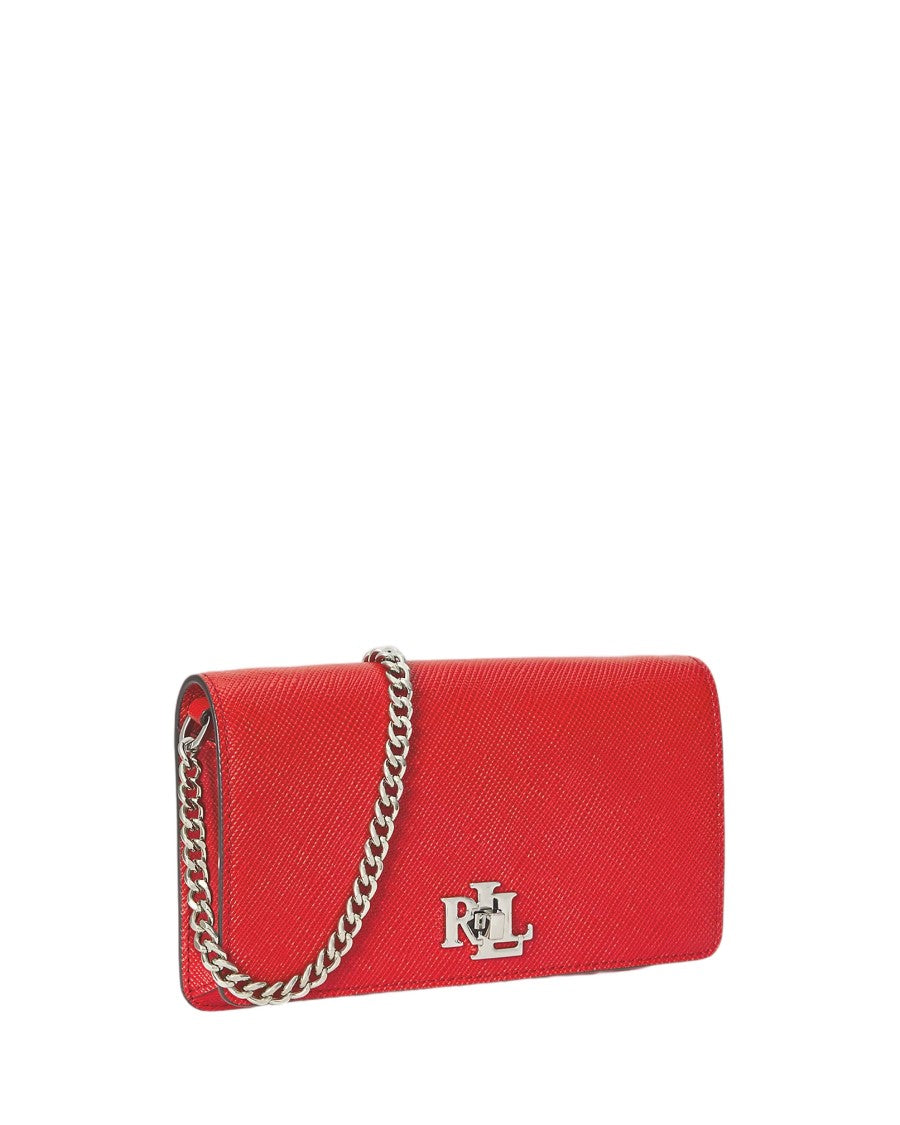 Lauren Ralph Lauren Textured Leather Phone Case In Bright Vermillion