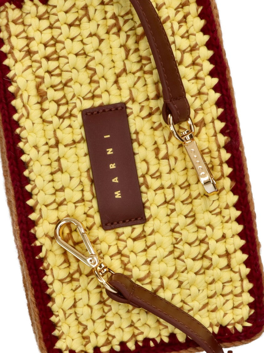 Marni Woven Wool Shoulder Bag With Zip Closure And Removable Strap