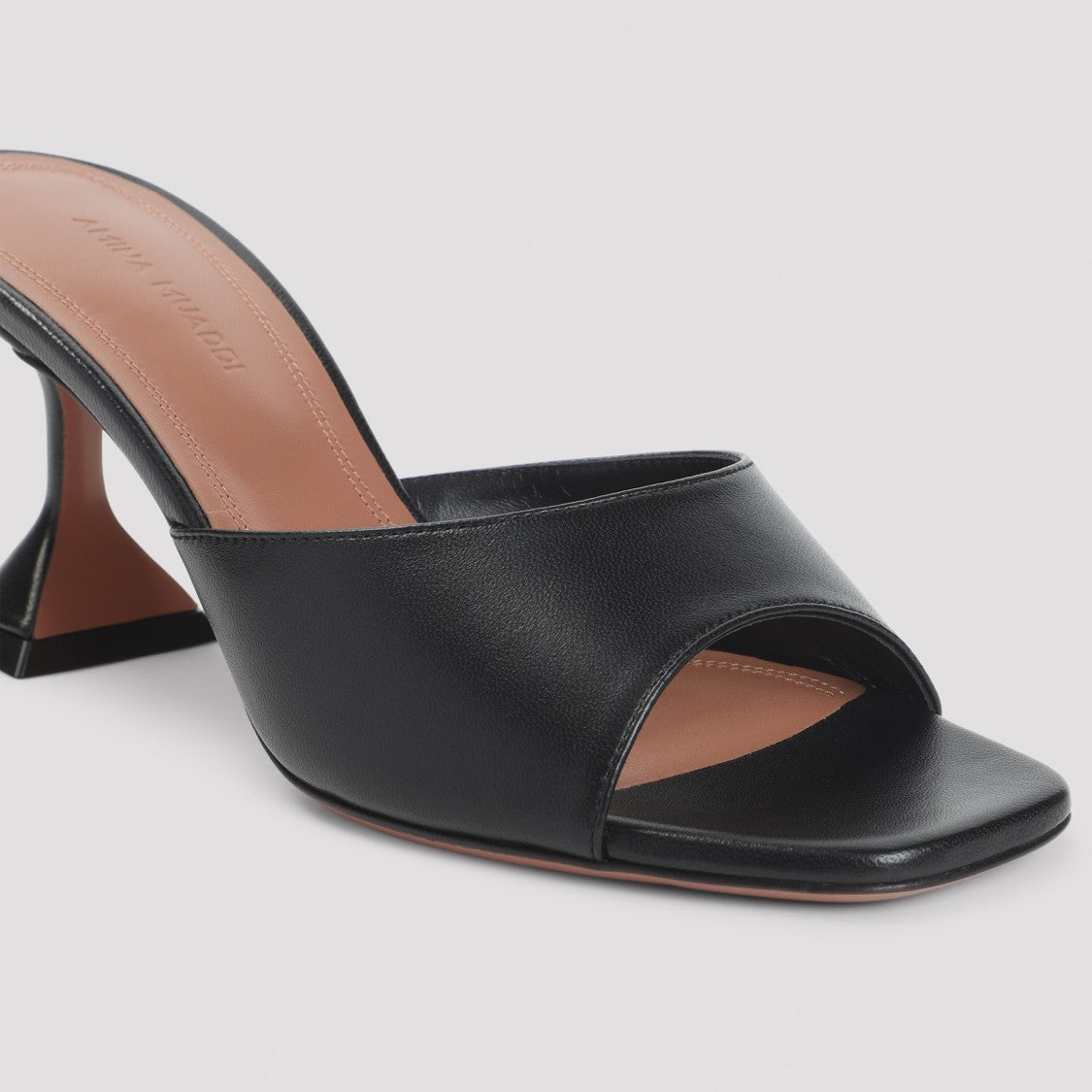 Amina Muaddi Black Nappa Leather Lupita 70 Slippers