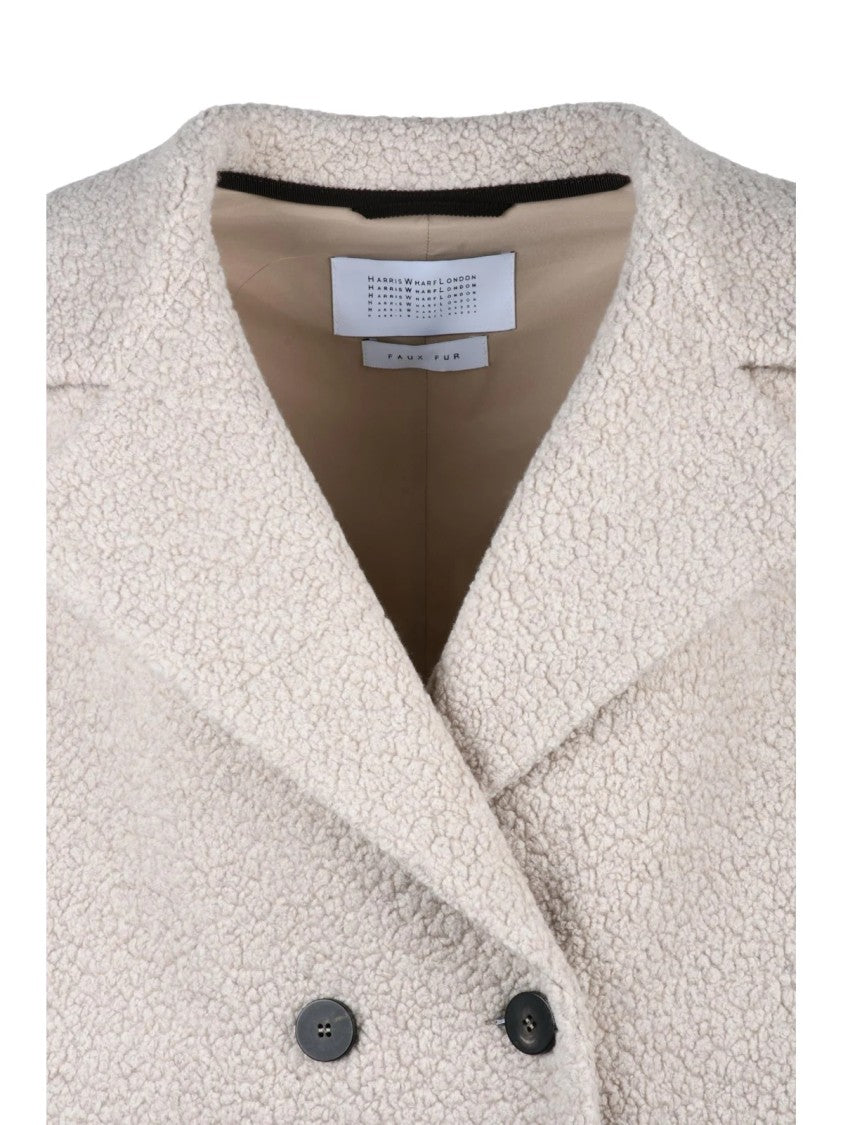 Harris Wharf London Beige Wool-Blend Teddy Coat