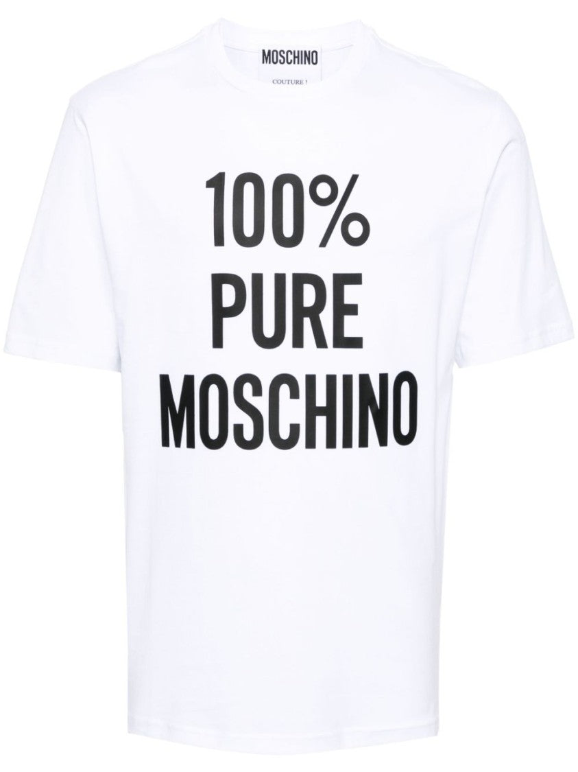 Moschino Optical White Cotton Jersey Crew Neck T-Shirt