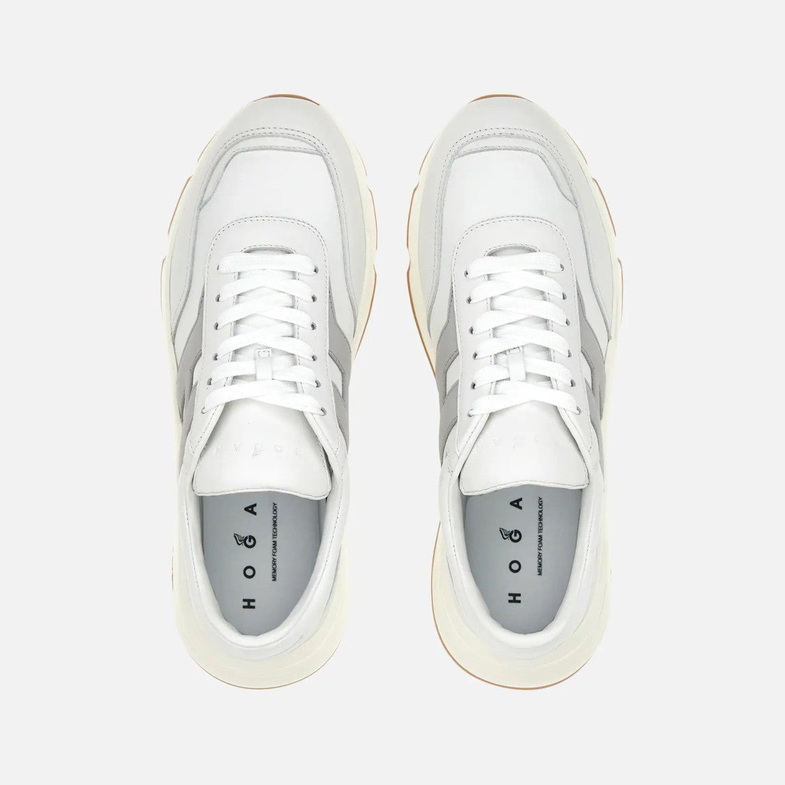Hogan Hyperlight Allacciato H Sneakers In White Grey