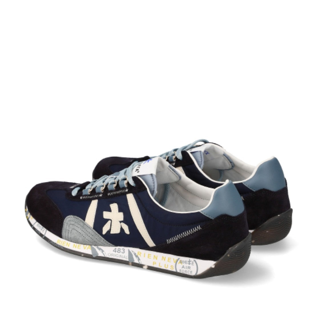 Premiata Suede And Technical Fabric Blue Jackyx Sneakers
