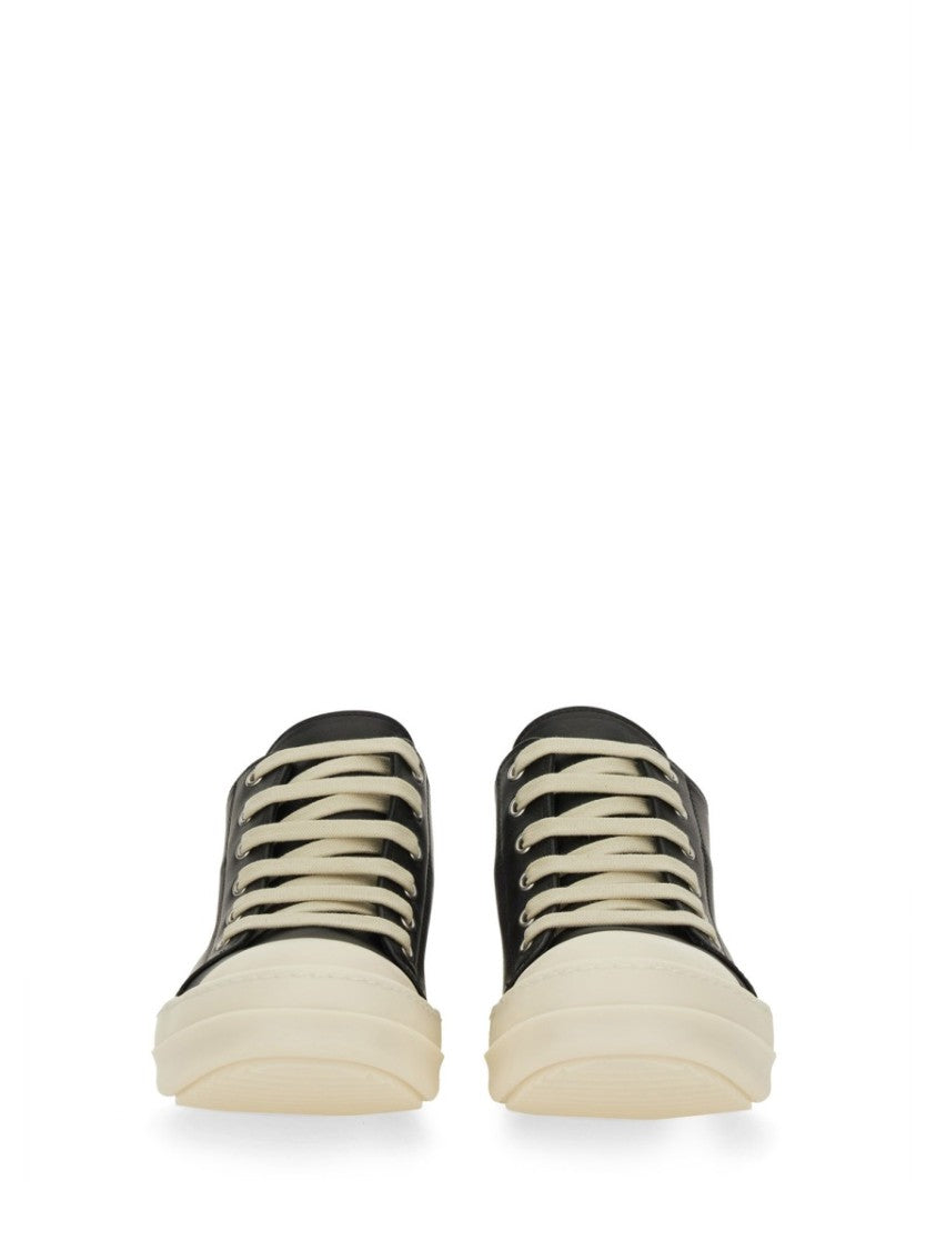 Rick Owens Black Leather Sneakers